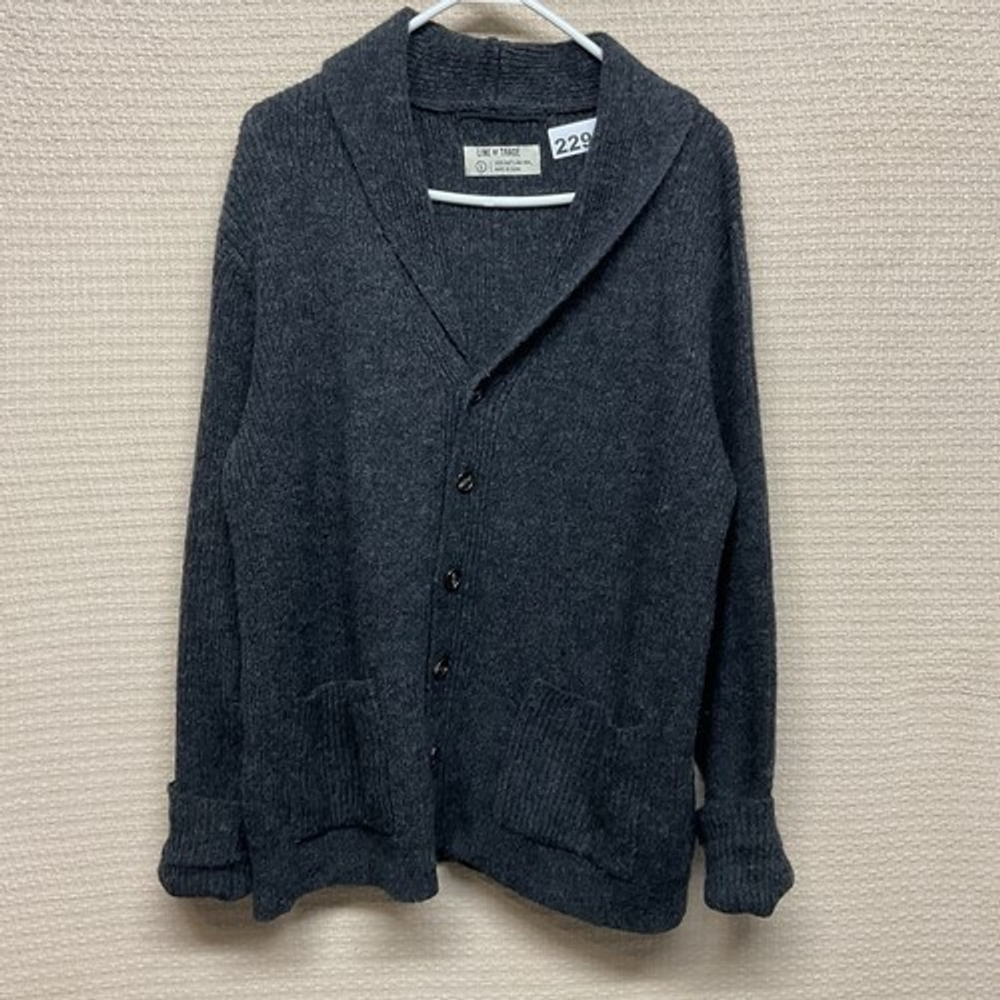 Line of Trade Wool Knit Shawl Collar Button Front Grandpa Jumper Cardigan‎ Men L